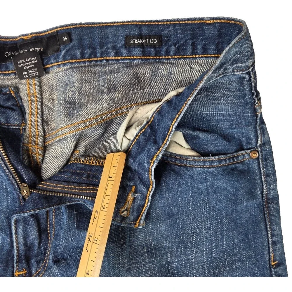 Calvin Klein Jeans Straight Leg Blue Denim Jeans Men's Size 34 x 27 Cotton